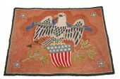 PATRIOTIC HOOKED RUG - Circa 1