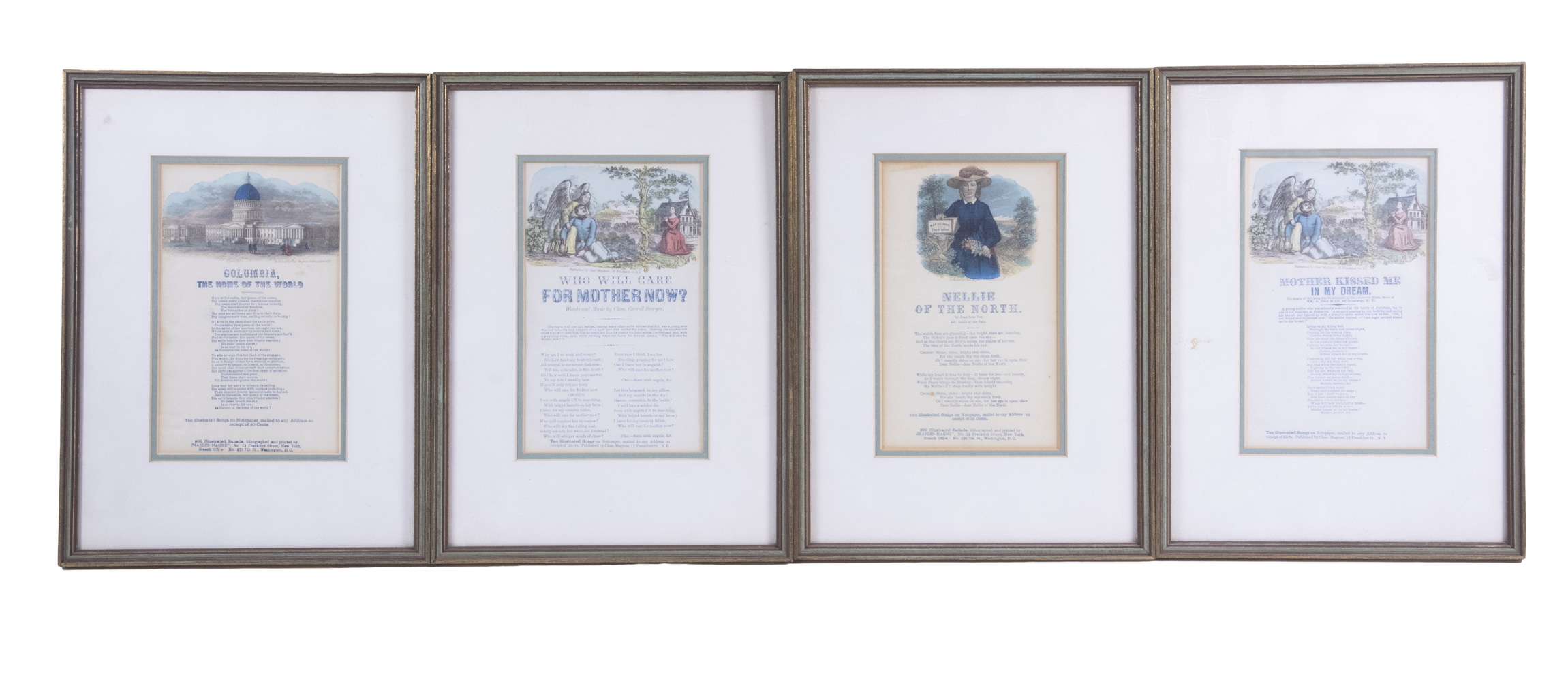 PATRIOTIC SONG SHEETS, FRAMED Set