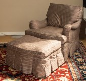 PATTERNED ARMCHAIR WITH OTTOMA