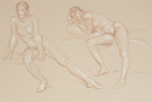 PAUL CADMUS 2 FEMALE FIGURES SKETCH