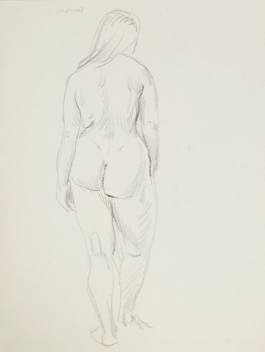 PAUL CADMUS FEMALE NUDE BACK SKETCH