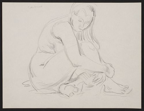 PAUL CADMUS FEMALE NUDE CHARCOAL