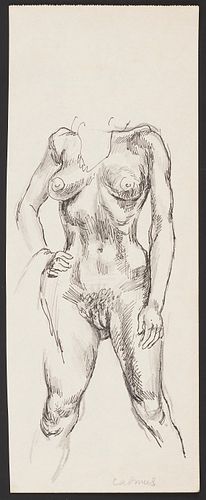 PAUL CADMUS FEMALE NUDE INK &