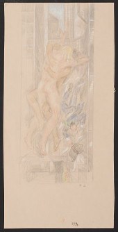 PAUL CADMUS LOVERS COLORED PEN