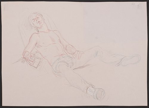 PAUL CADMUS MALE FIGURE ASLEEP IN