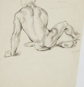 PAUL CADMUS MALE FIGURE CHARCO