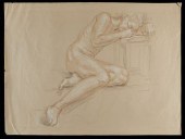 PAUL CADMUS MALE NUDE CRAYON O