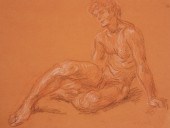 PAUL CADMUS MALE NUDE CRAYON O
