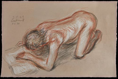 PAUL CADMUS NUDE FIGURE CRAYON ON