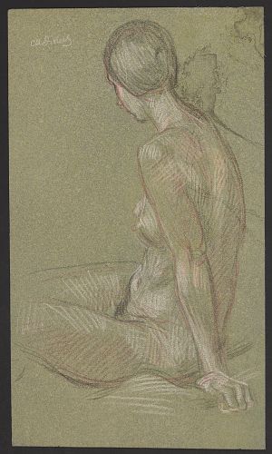 PAUL CADMUS SEATED FEMALE NUDE