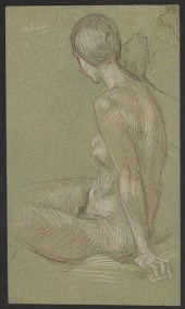 PAUL CADMUS SEATED FEMALE NUDE