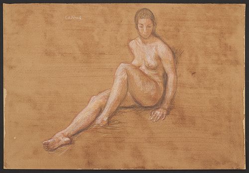 PAUL CADMUS SEATED FEMALE NUDE