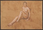 PAUL CADMUS SEATED FEMALE NUDE