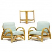 PAUL FRANKL, PAIR OF RATTAN CL