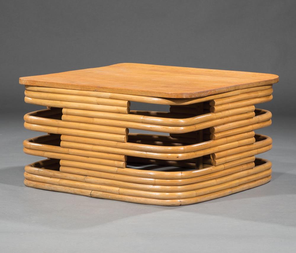 PAUL FRANKL RATTAN COFFEE TABLEPaul