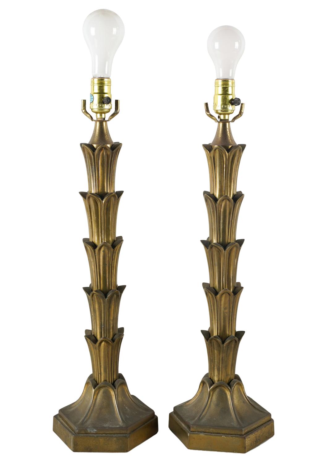 PAUL HANSON: PAIR OF BRASS TABLE