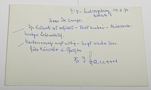 Paul Hausser ANS Note dated 14 Aug.