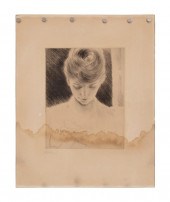 PAUL HELLEU 'WOMAN THREADING A