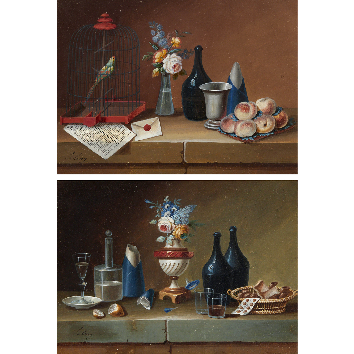 PAUL LELONG, PAIR GOUACHE ON