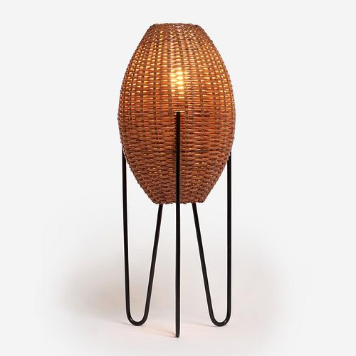 PAUL MAYEN RATTAN AND IRON LAMP