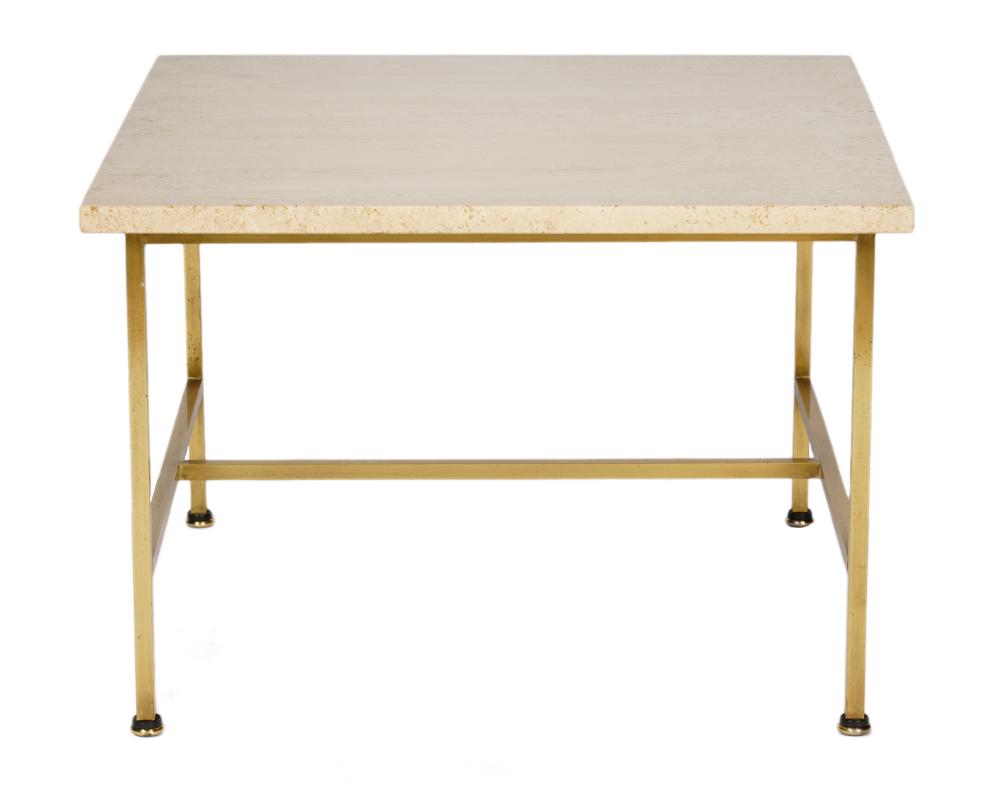PAUL MCCOBB BRASS & TRAVERTINE SIDE