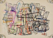 PAUL NABB INK DRAWING ABSTRACT