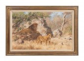 PAUL ROSE, "PAIR OF LIONS" OIL