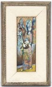 PAUL SHIMON JUDAICA GOUACHE ON