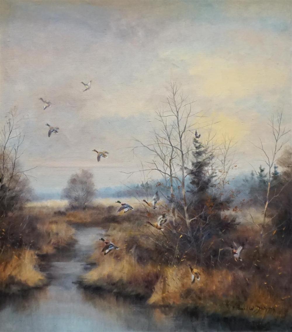 PAUL W. DAHMS, DUCKS OVER A