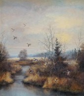 PAUL W. DAHMS, DUCKS OVER A CR