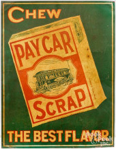 PAYCAR SCRAP TOBACCO TIN ADVER