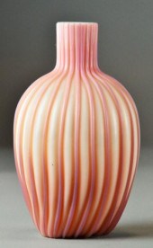 Peach blow Ribbed VaseBeautifu