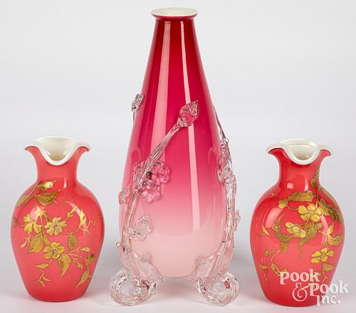 PEACH BLOW VASEPeach blow vase,