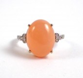 PEACH MOONSTONE, DIAMOND AND F