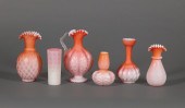 PEACH SATIN ART GLASS TABLE OB