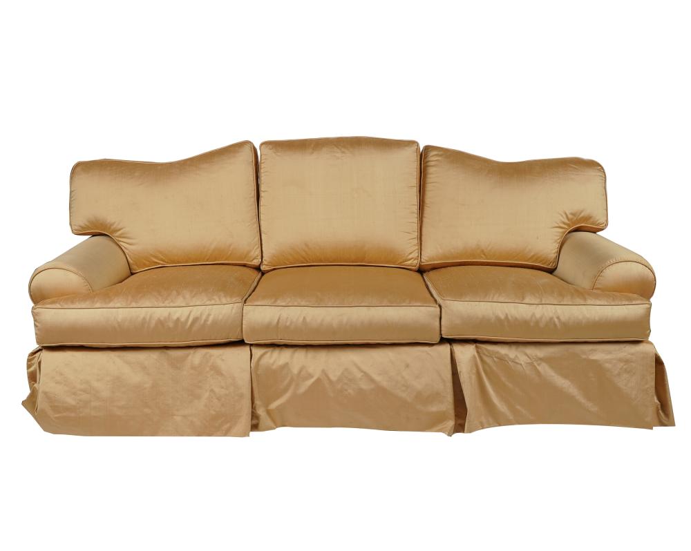 PEACH SILK-UPHOLSTERED