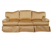 PEACH SILK-UPHOLSTERED SOFAman