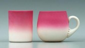 Peachblow cup and tumbler: sat