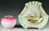 Peachblow Glass Bowl & Painted