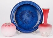 PEACHBLOW VASE AND ROSE BOWL,