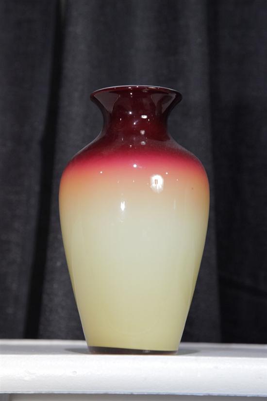PEACHBLOW VASE. Wheeling cased