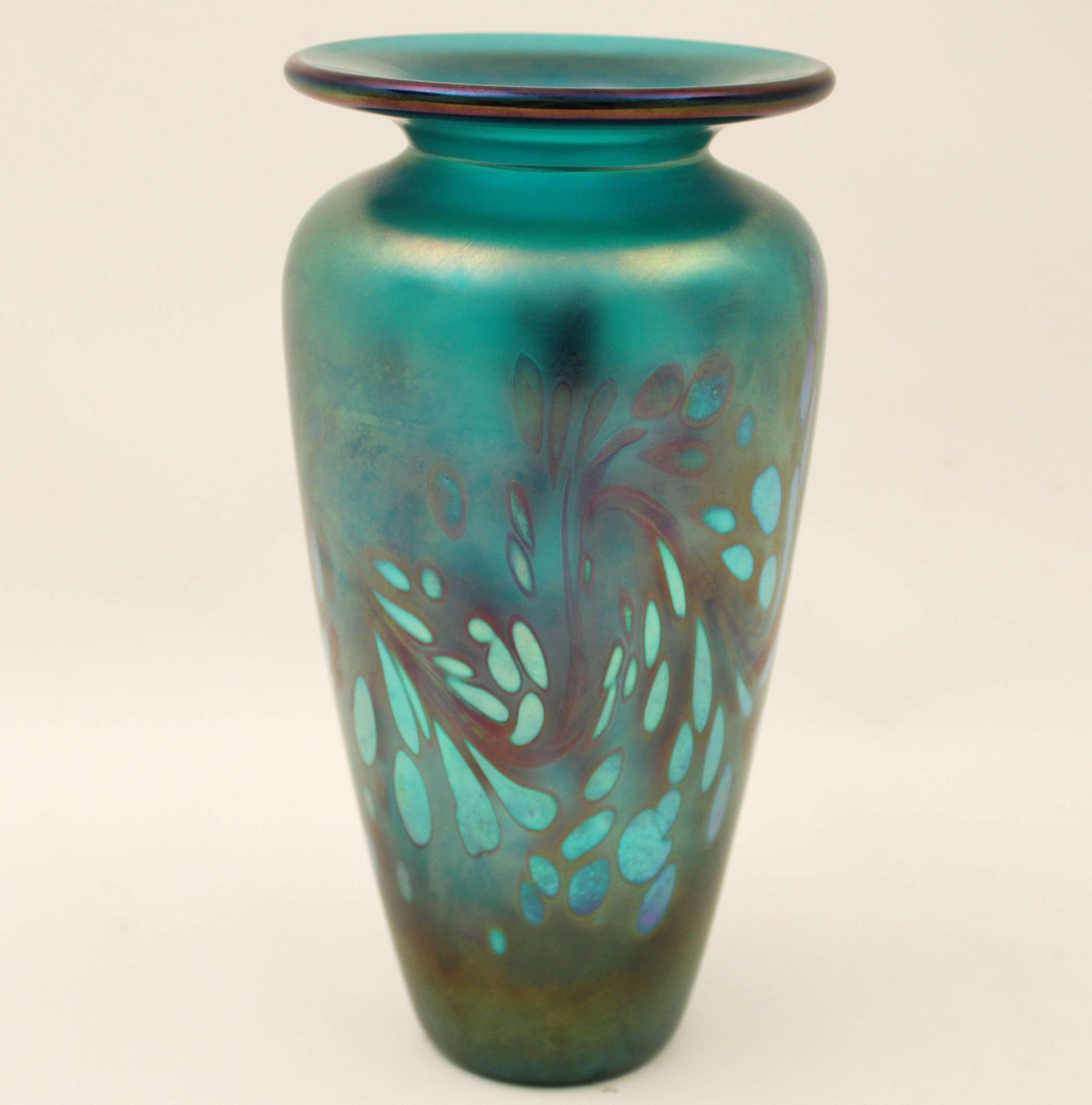 PEACOCK BLUE IRIDESCENT ART GLASS