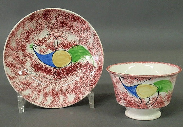 Peafowl red spatterware