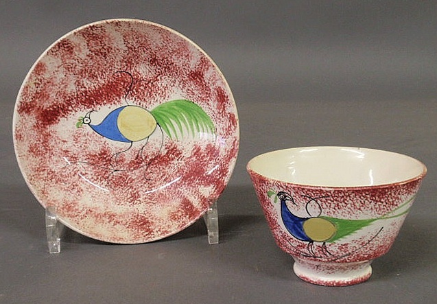 Peafowl red spatterware