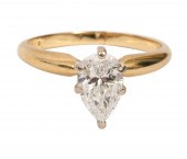 PEAR SHAPED DIAMOND & 18K YG E