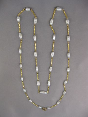 Pearl & 14k Gold Necklace silver