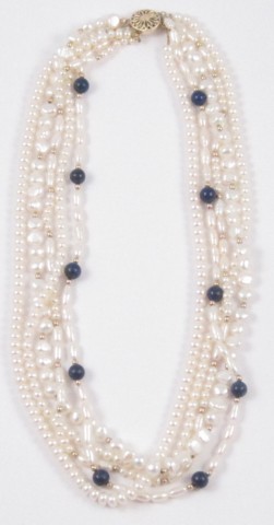 PEARL AND LAPIS LAZULI NECKLACE the