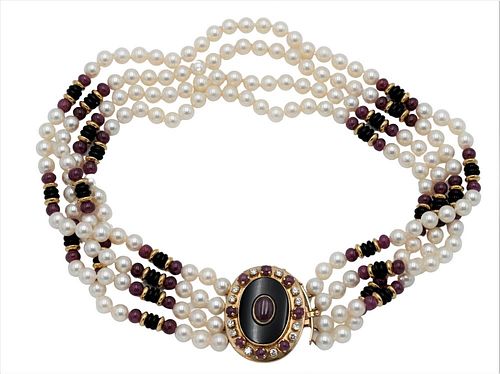 PEARL AND RUBY FOUR STRAND