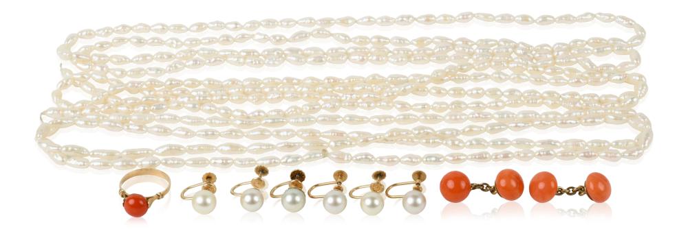 PEARL, CORAL AND YELLOW GOLD