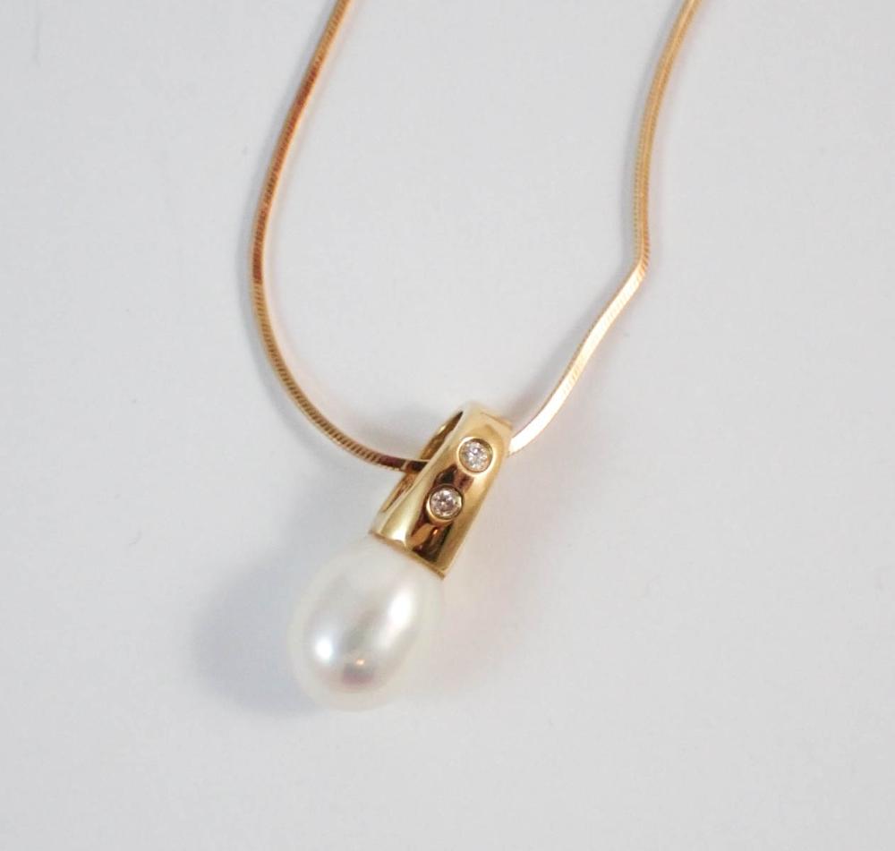 PEARL, DIAMOND AND FOURTEEN KARAT